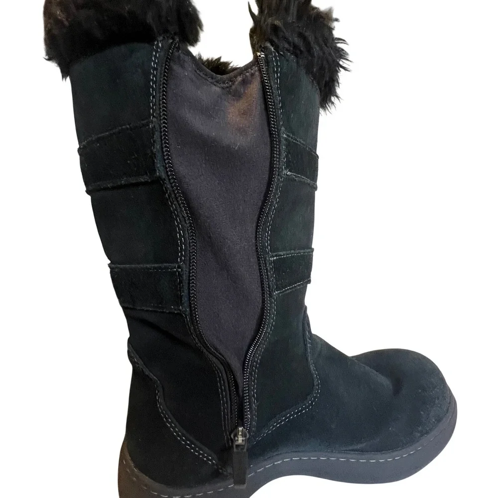 L.L. Bean TEK2.5 Waterproof 7.5 Winter Boots Womens Zip Black Suede Buckle Strap